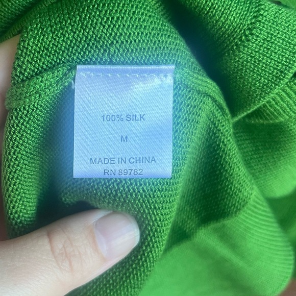 NWT Josie Natori 100% Silk Green Long Cardigan Duster Size Medium - Picture 8 of 13